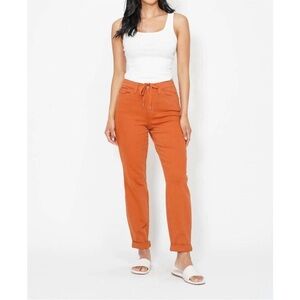 NEW JUDY BLUE double cuff joggers pants in orange